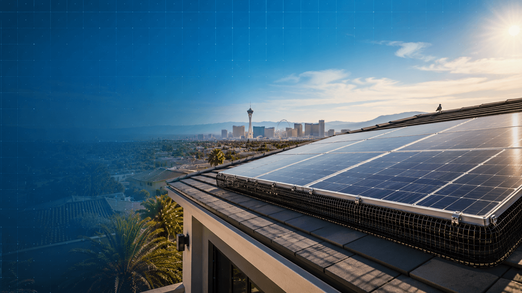 Protected rooftop solar panels in Las Vegas