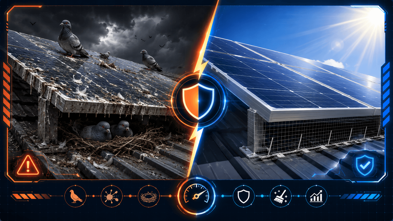 Urgency comparison for solar pigeon protection